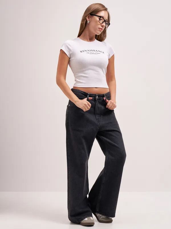 Tokyo Talkies Women Grey Printed Regular Top