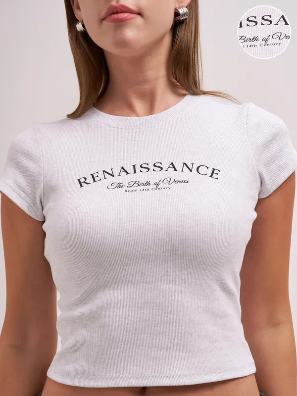 Tokyo Talkies Women Grey Printed Regular Top