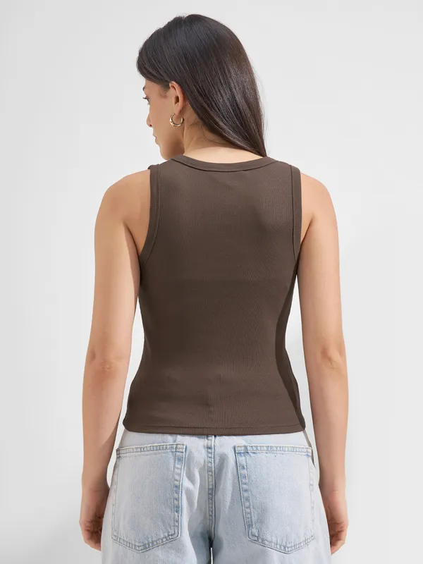 Tokyo Talkies Women Brown Solid Regular Top