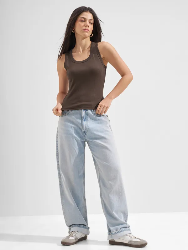 Tokyo Talkies Women Brown Solid Regular Top