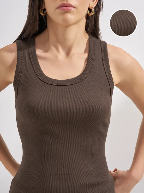 Tokyo Talkies Women Brown Solid Regular Top