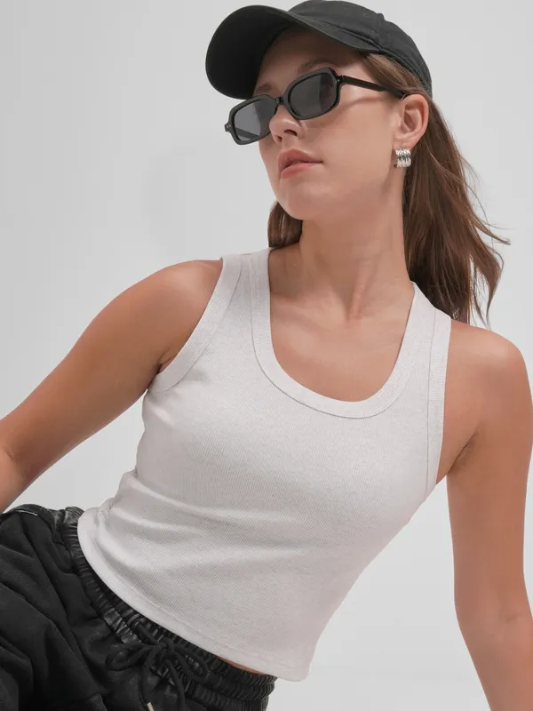 Tokyo Talkies Women Grey Solid Regular Top