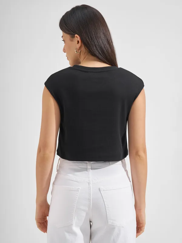 Tokyo Talkies Women Black Solid Regular Top