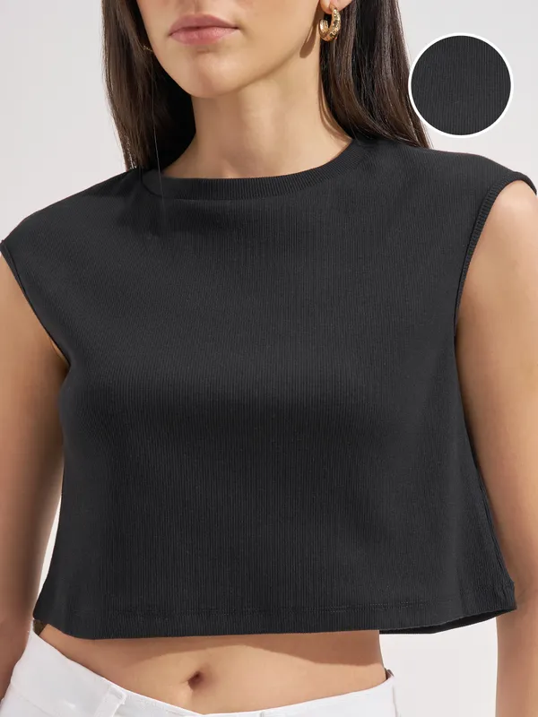 Tokyo Talkies Women Black Solid Regular Top