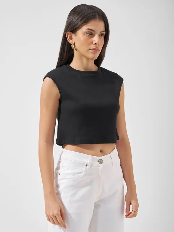 Tokyo Talkies Women Black Solid Regular Top