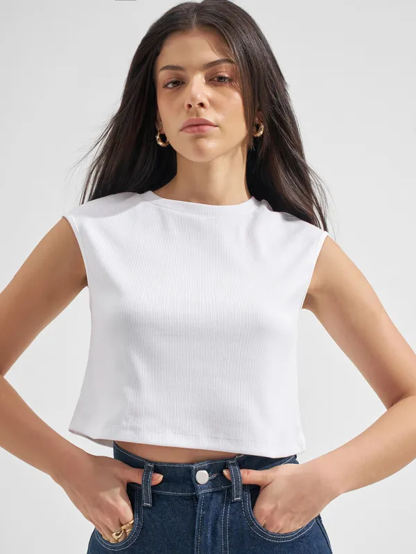 Tokyo Talkies Women White Solid Regular Top