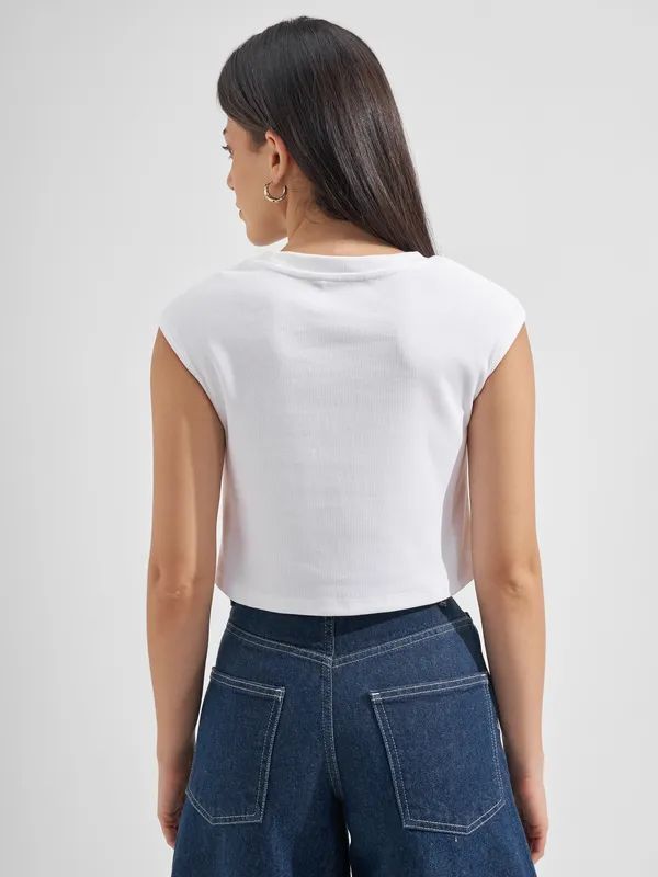 Tokyo Talkies Women White Solid Regular Top