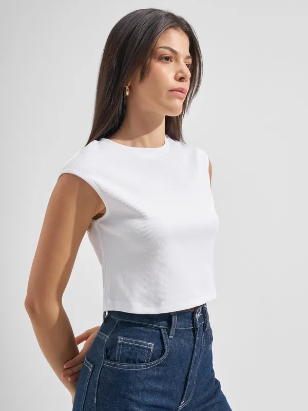 Tokyo Talkies Women White Solid Regular Top