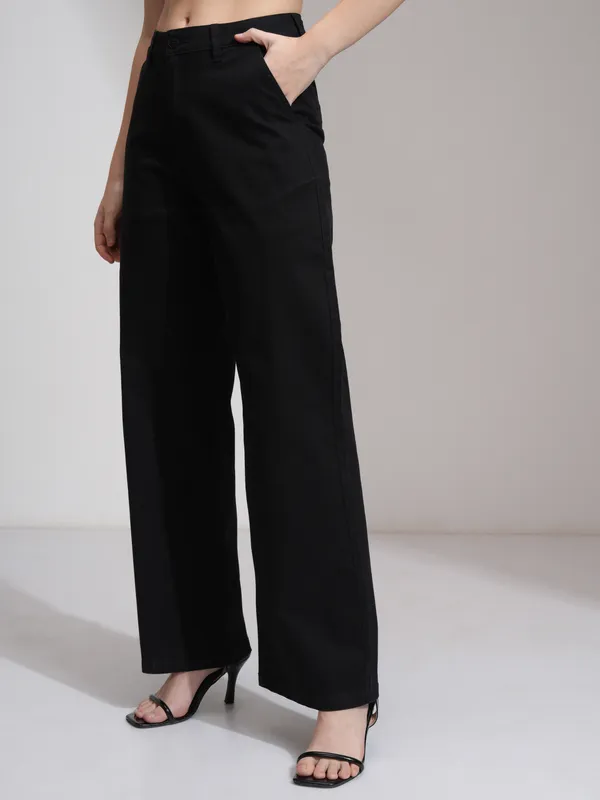 Tokyo Talies Women Black Solid Flared Casual Trouser