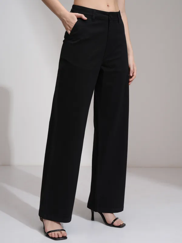 Tokyo Talies Women Black Solid Flared Casual Trouser