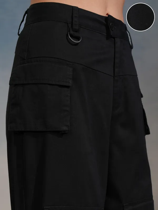 Tokyo Talkies Women Black Solid Flared Casual Trouser