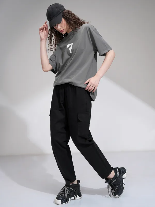 Tokyo Talkies Women Black Solid Mom Fit Cargos