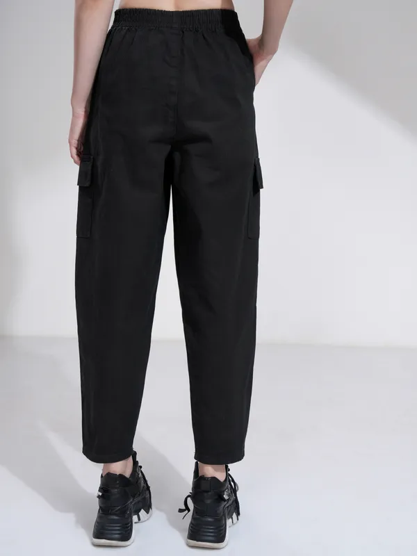 Tokyo Talkies Women Black Solid Mom Fit Cargos