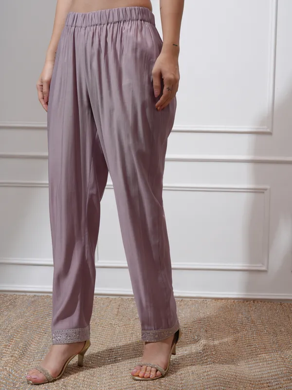 Vishudh Women Mauve Kurta With Palazzos And Dupatta