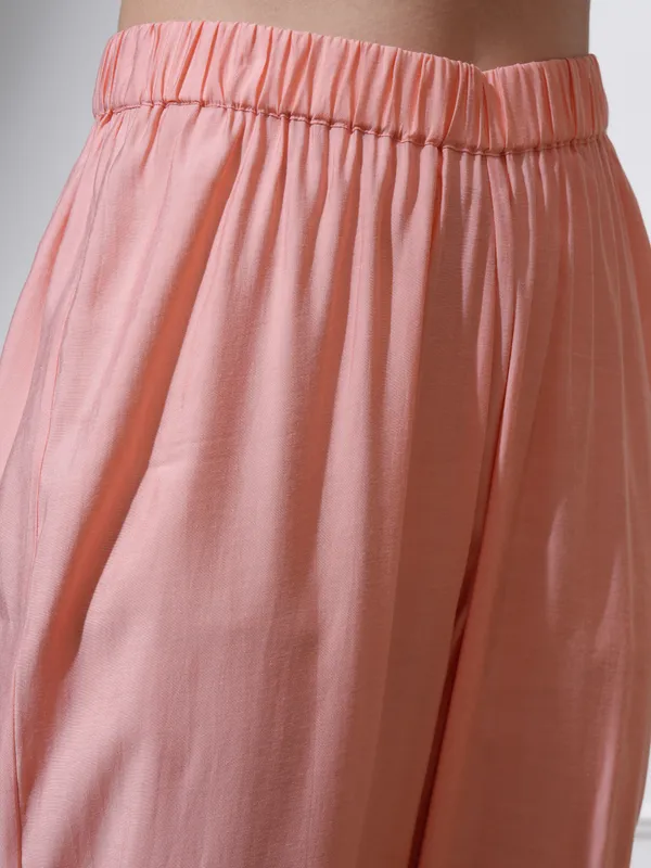 Vishudh Women Peach Kurta With Palazzos And Dupatta