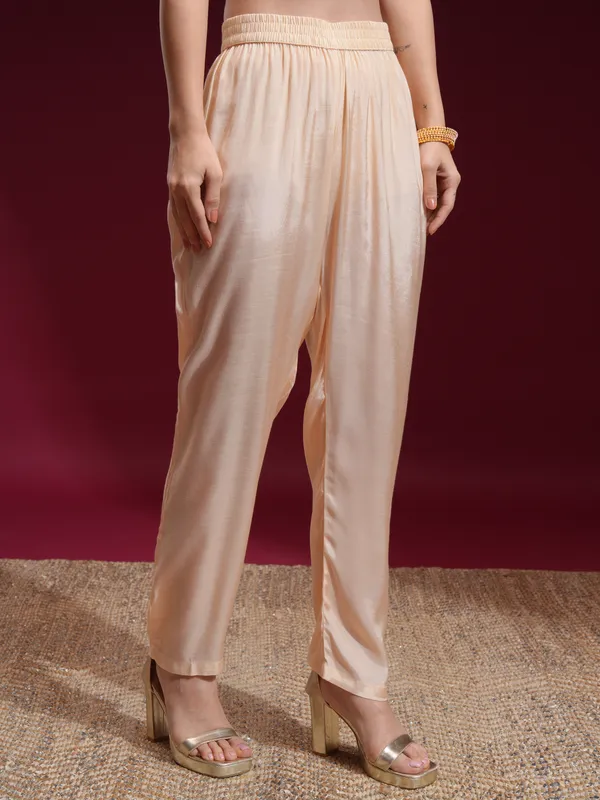 Vishudh Women Off White Printed Kurta With Palazzo And Dupatta