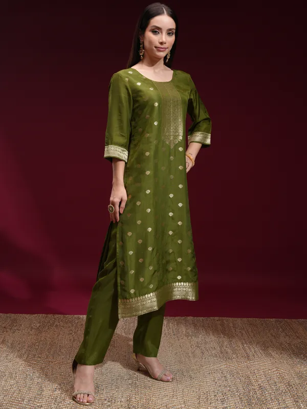 Vishudh Women Green Printed Kurta With Palazzo And Dupatta
