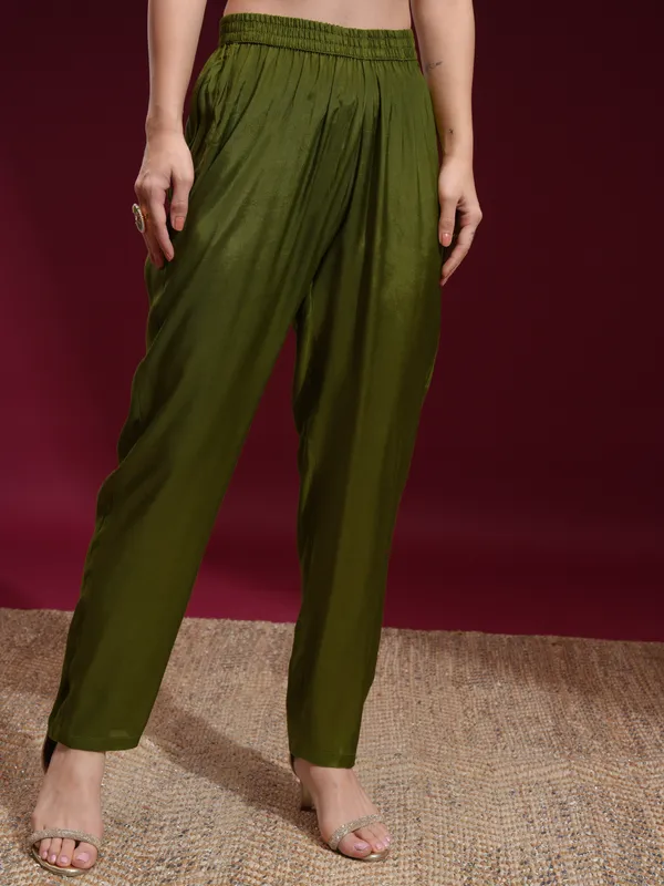 Vishudh Women Green Printed Kurta With Palazzo And Dupatta