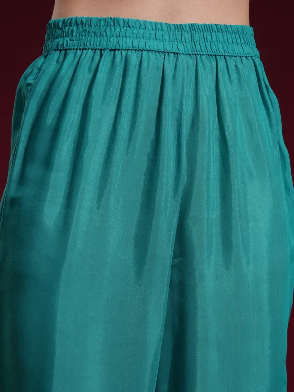 Vishudh Women Blue Printed Kurta With Palazzo And Dupatta