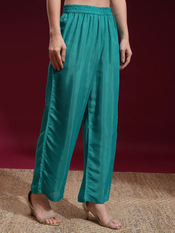 Vishudh Women Blue Printed Kurta With Palazzo And Dupatta