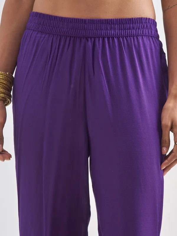 Vishudh Women Purple Kurta With Palazzo And Dupatta