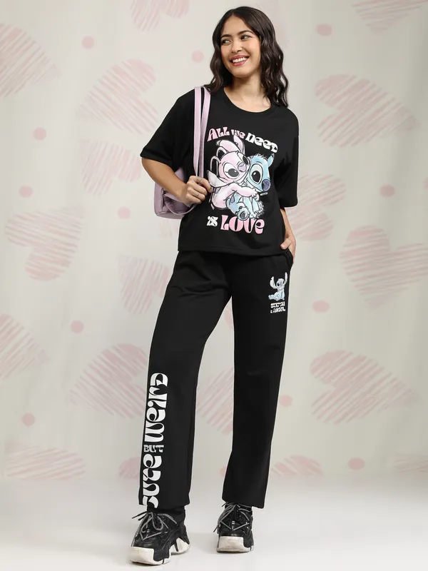 Stitch Women T-Shirt With Jogger Co-Ords