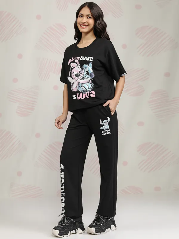 Stitch Women T-Shirt With Jogger Co-Ords