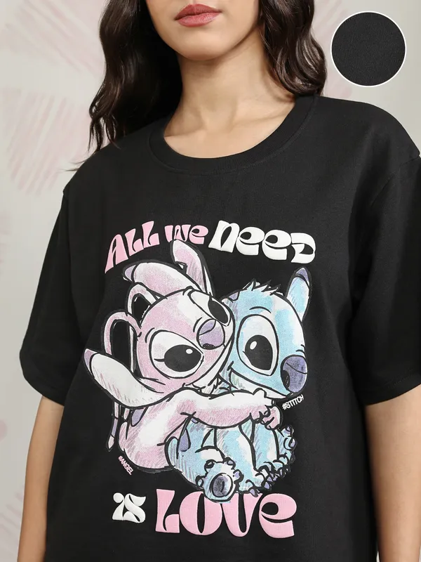Stitch Women T-Shirt With Jogger Co-Ords