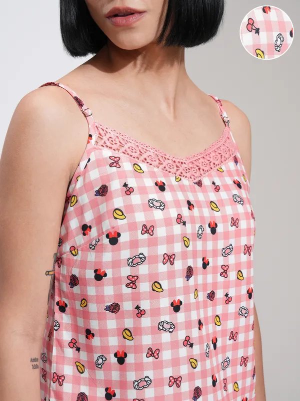 Disney By Tokyo Talkies Women Pink Mickey Mouse Top With Short