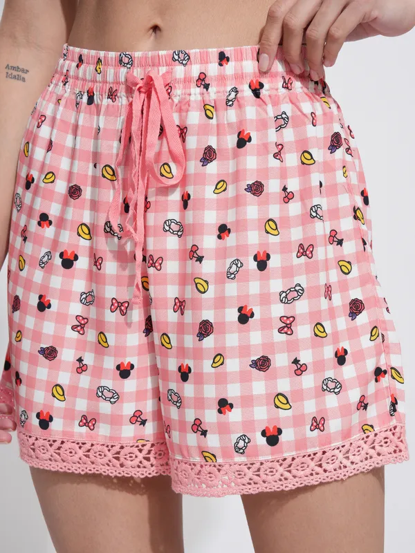 Disney By Tokyo Talkies Women Pink Mickey Mouse Top With Short