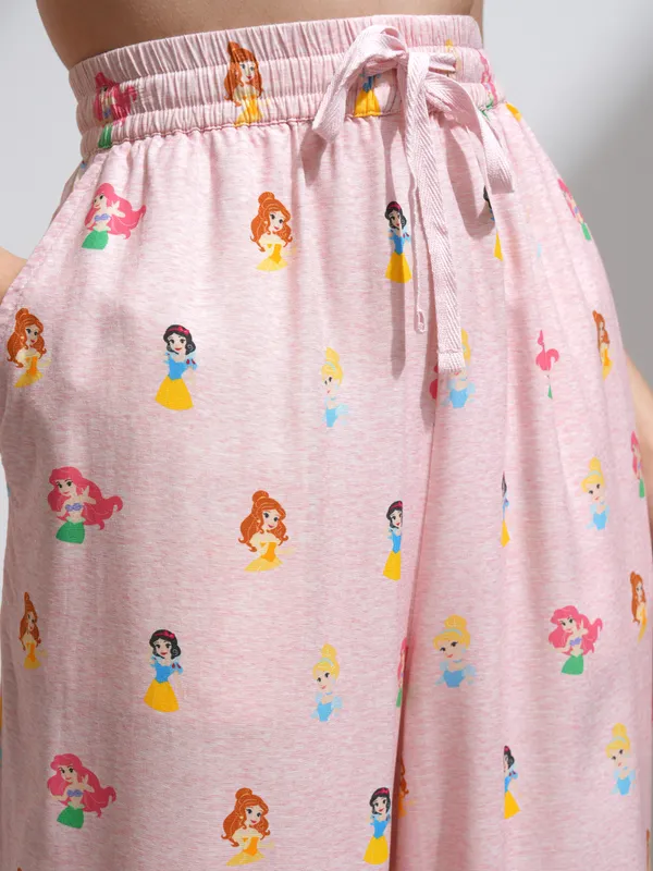 Disney By Tokyo Talkies Women Pink Disney Princess Shirt With Palazzos