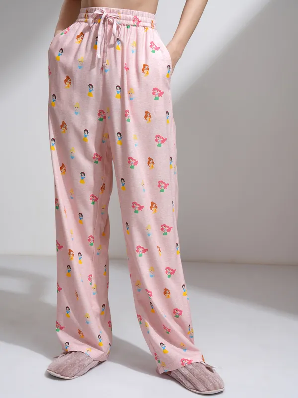 Disney By Tokyo Talkies Women Pink Disney Princess Shirt With Palazzos