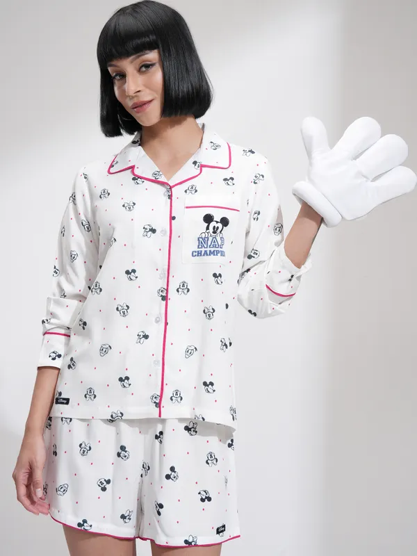 Mickey Mouse Women Shirt With Shorts Co-Ords