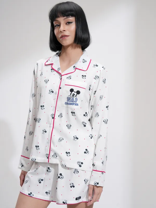 Mickey Mouse Women Shirt With Shorts Co-Ords