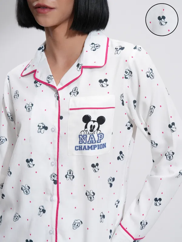 Mickey Mouse Women Shirt With Shorts Co-Ords