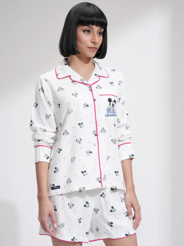 Mickey Mouse Women Shirt With Shorts Co-Ords