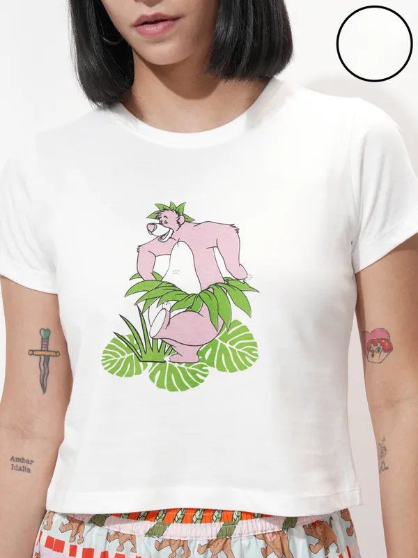 Disney By Tokyo Talkies Women White Baloo Top With Short