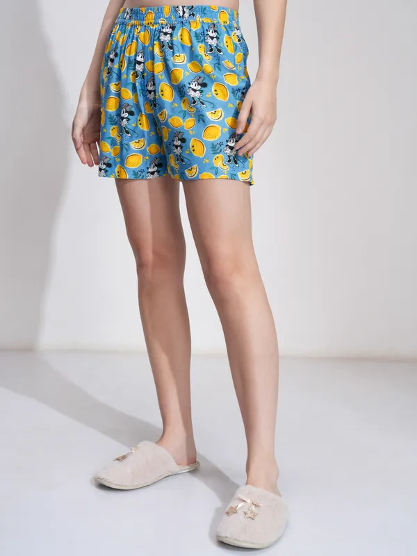 Disney By Tokyo Talkies Women Blue Minnie Mouse T-shirt With Short