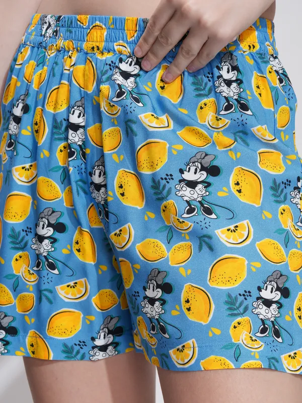 Disney By Tokyo Talkies Women Blue Minnie Mouse T-shirt With Short