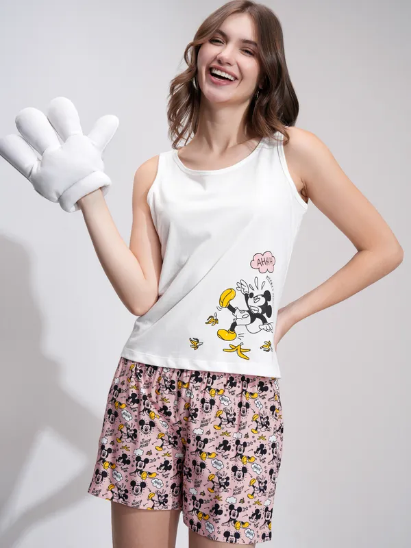 Mickey Mouse Women T-shirt With Short Co-Ords