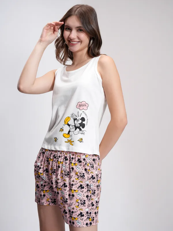 Mickey Mouse Women T-shirt With Short Co-Ords