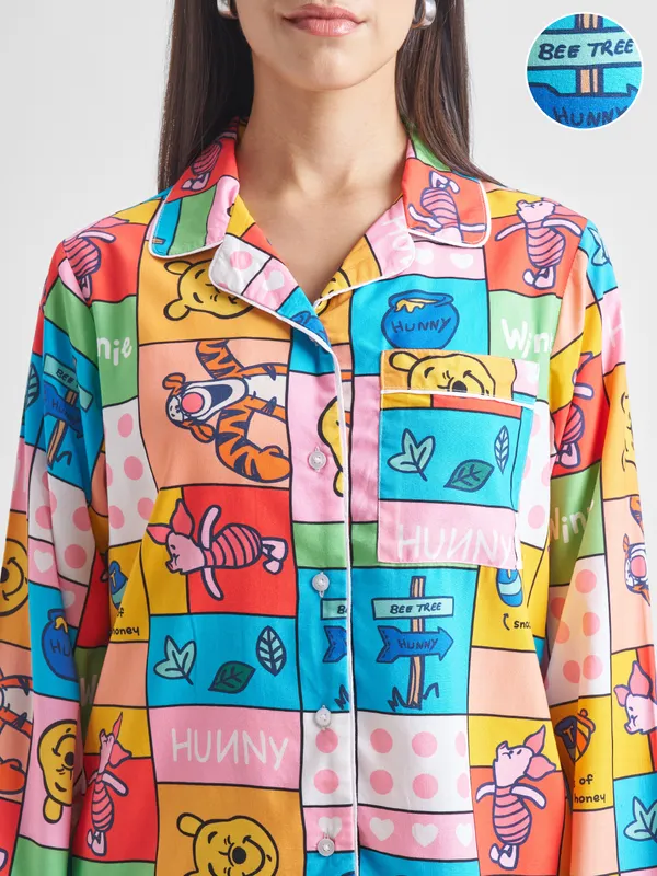 Disney By Tokyo Talkies Women Pink Winnie The Pooh Shirt With Shorts Co-Ords