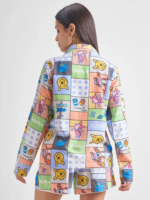 Winnie The Pooh Women Shirt With Shorts Co-Ords