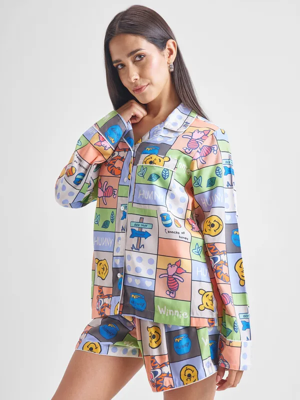 Winnie The Pooh Women Shirt With Shorts Co-Ords
