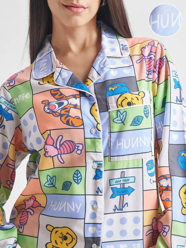 Winnie The Pooh Women Shirt With Shorts Co-Ords
