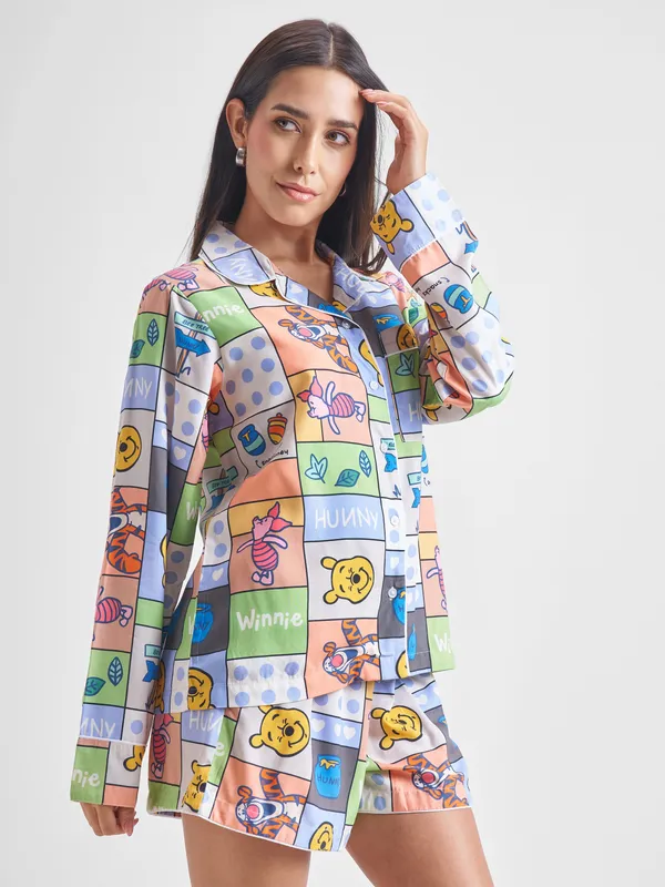 Winnie The Pooh Women Shirt With Shorts Co-Ords
