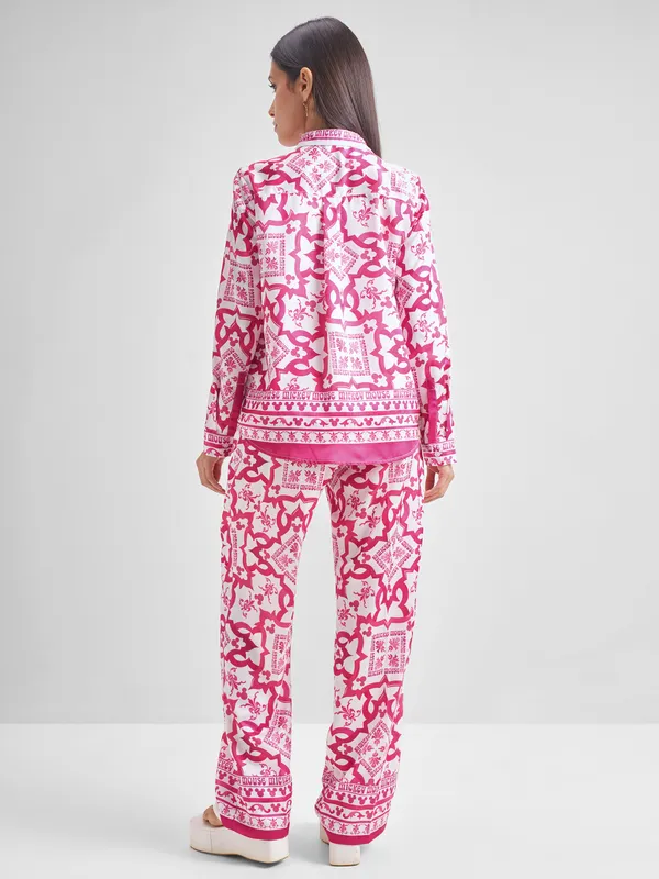 Disney By Tokyo Talkies Women Pink Mickey Mouse Shirt With Trouser Co-Ords
