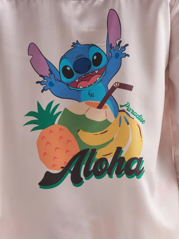 Disney By Tokyo Talkies Women Pink Stitch Shirt With Trouser Co-Ords