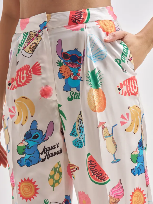 Disney By Tokyo Talkies Women Pink Stitch Shirt With Trouser Co-Ords