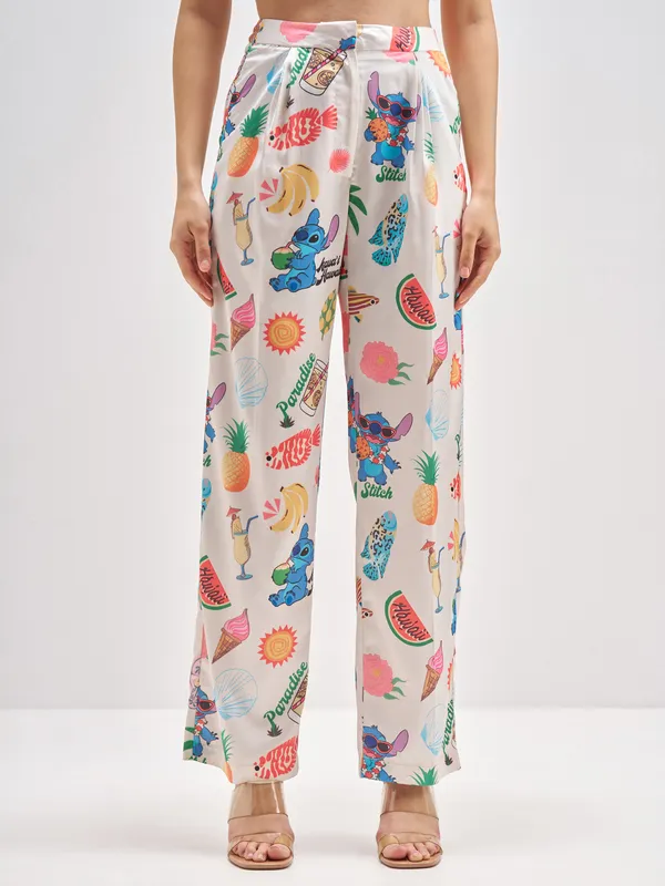 Disney By Tokyo Talkies Women Pink Stitch Shirt With Trouser Co-Ords